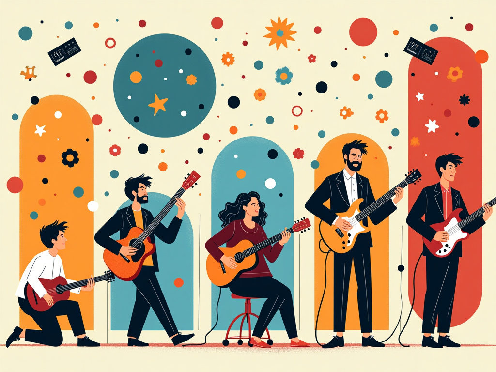 Une progression, cinq ambiances : tablatures faciles (folk, pop, blues, funk, rock) pour débutants & intermédiaires